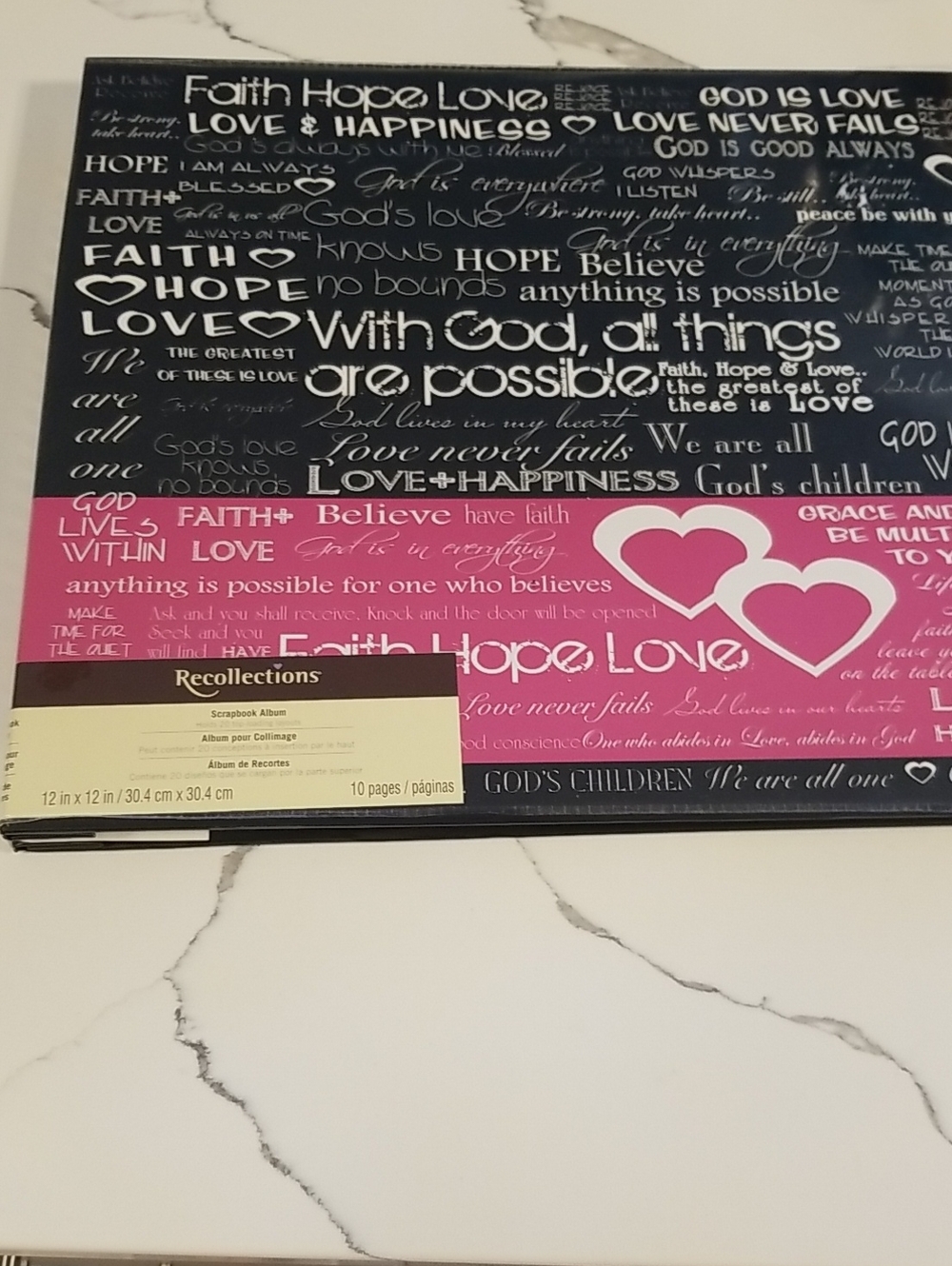 Recollections Black & Pink Faith 12x12 Scrapbook Album
